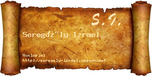 Seregély Izrael névjegykártya